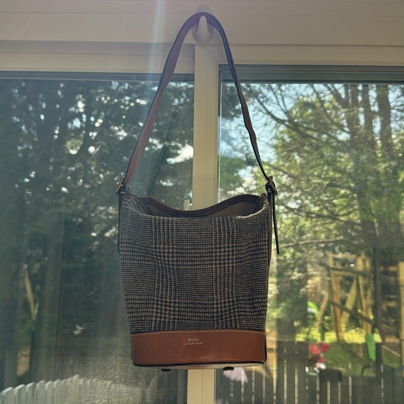 $548 Polo Ralph Lauren
Wool Glen Plaid & Suede Bucket Bag - Picture 5 of 9
